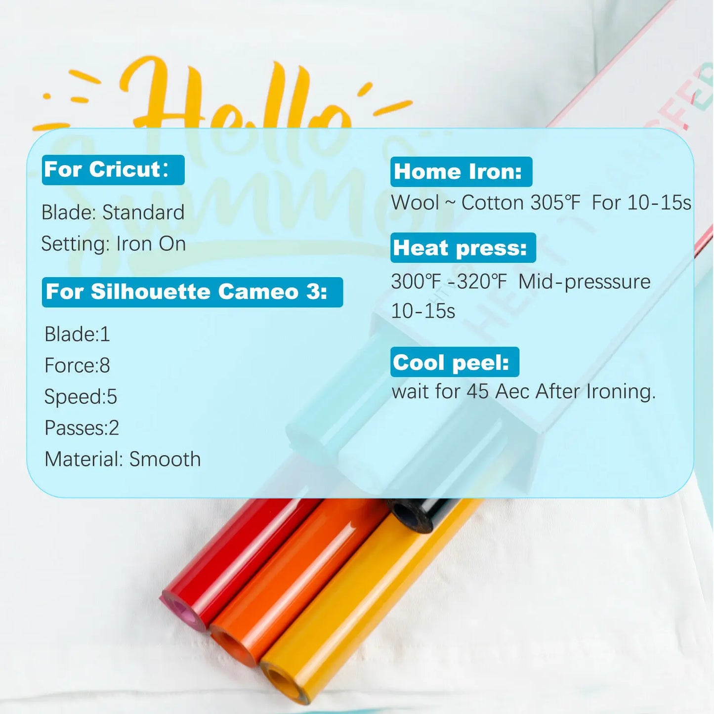 HTVRONT 6 Pack 12X5ft/30x150cm Multi Color Heat Transfer Vinyl Roll for Cricut T-shirt