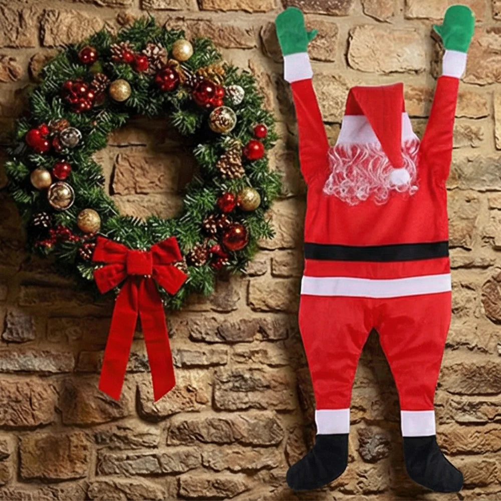 Climbing Santa Claus Plush 108/170cm Hanging Window Balcony Roof Chimney, Outdoor Home Christmas Decoration 2025 Festival Gift