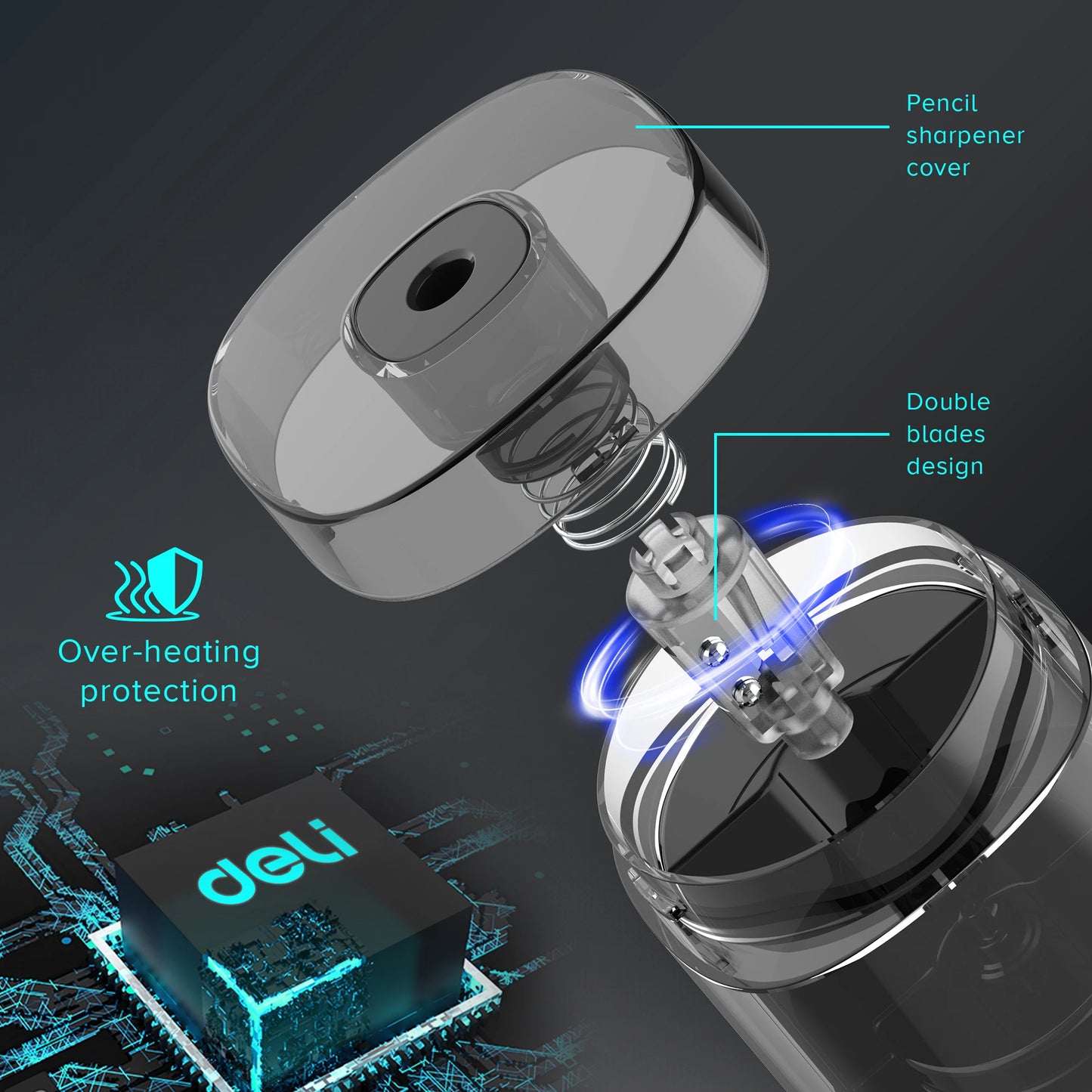 Deli Electric & Battery Pencil Sharpener, Automatic with Adjustable Thickness