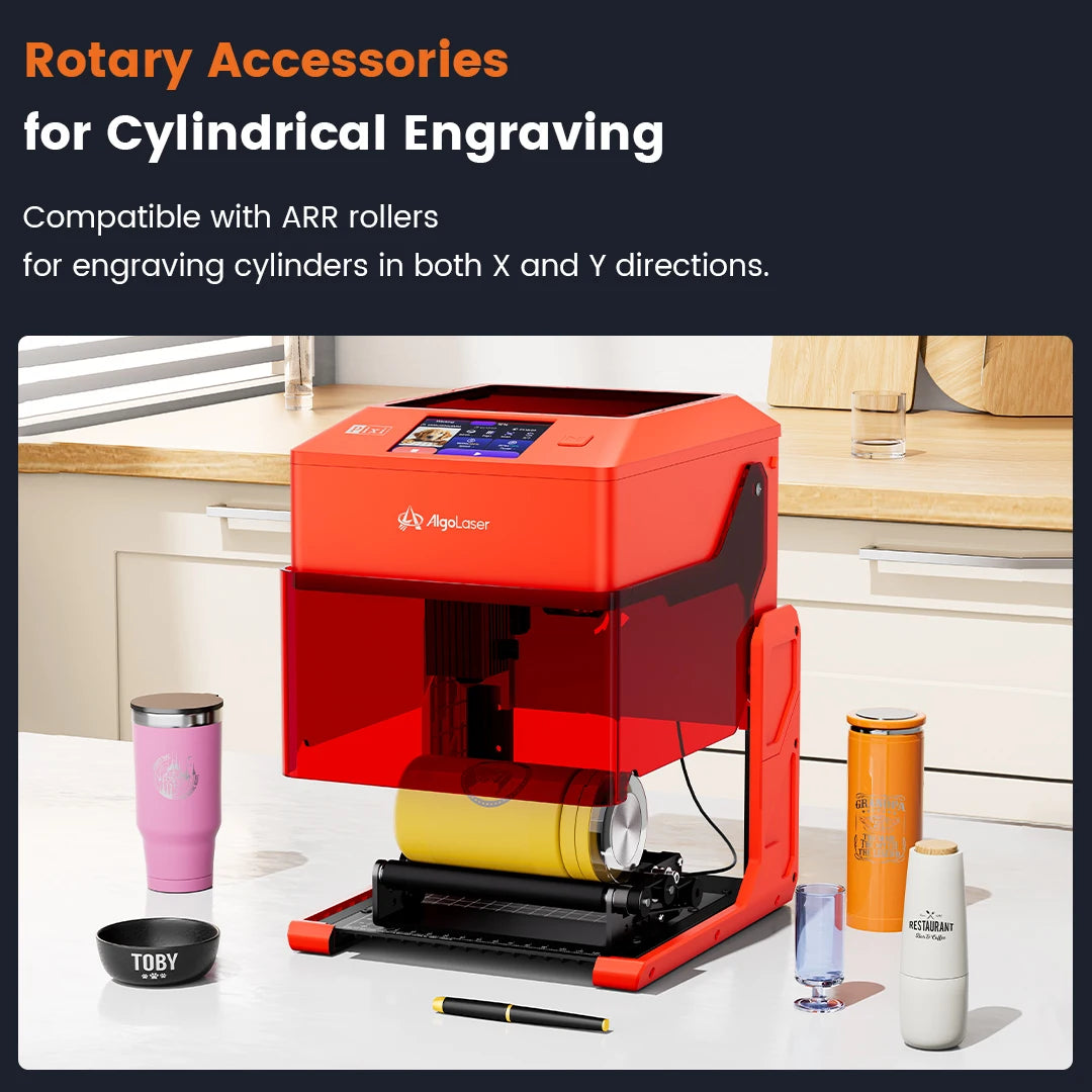 AlgoLaser PIXI Laser Engraver 3W/5W/10W Fully Enclosed Laser Engraving Machine 3.5 Inch Touch Screen Portable DIY Wood Leather Acrylic Cutter Commercial Custom Art Marking Tool