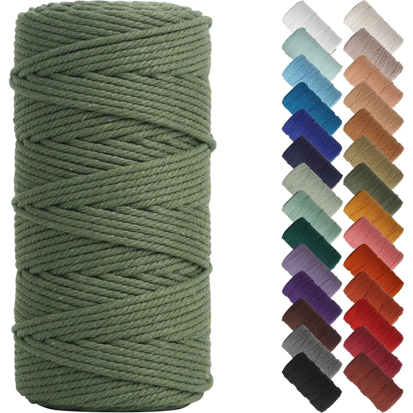 Natural Macrame Cord 3mm x 109Yards, Beige Macrame Rope, Cotton Cord for Wall Hanging, Plant Hangers, Christmas Crafts, Knitting