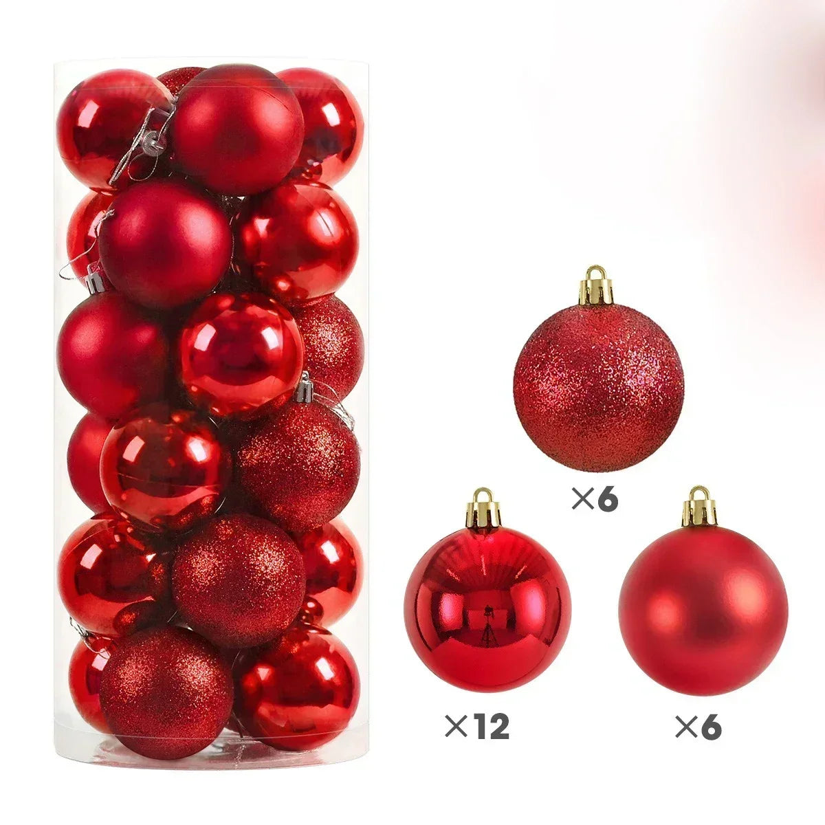 24Pcs 3/4/6CM Christmas Balls Big Ball Christmas Tree Pendant Ornaments for Party Decor 2025 New Year Navidad Gifts Accessory
