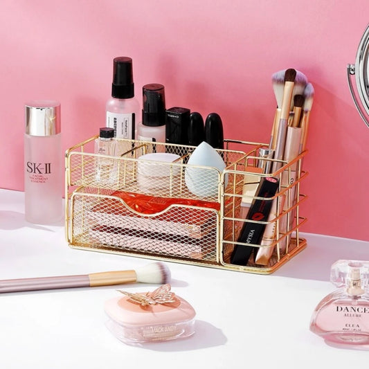 Multi-layer Metal Drawer Organizer - Compact Storage Box for Office Supplies, Stationery, Cosmetics, Jewelry, and Craft Accessor