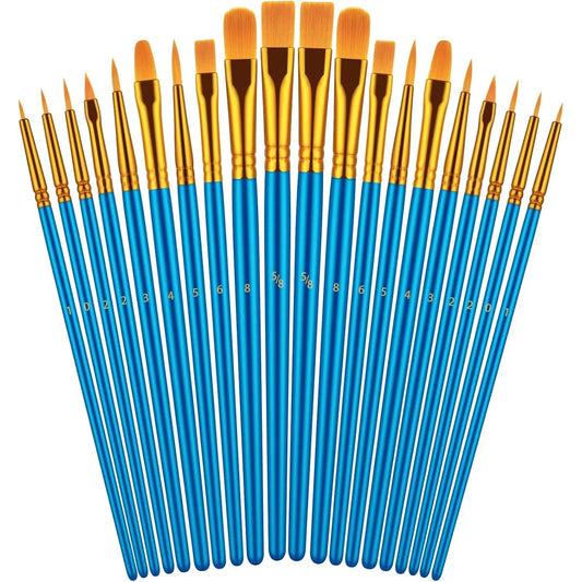 20 oil watercolor acrylic paint brushes, artist body Face rock canvas, children adult painting art craft supplies, blue